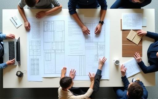 Architetti che consultano campioni di materiali