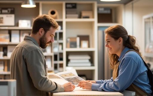 Cliente che riceve consulenza al banco